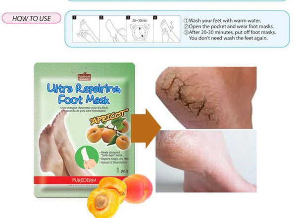 PUREDERM Ultra Repairing Foot Mask Apricot and Shea Butter